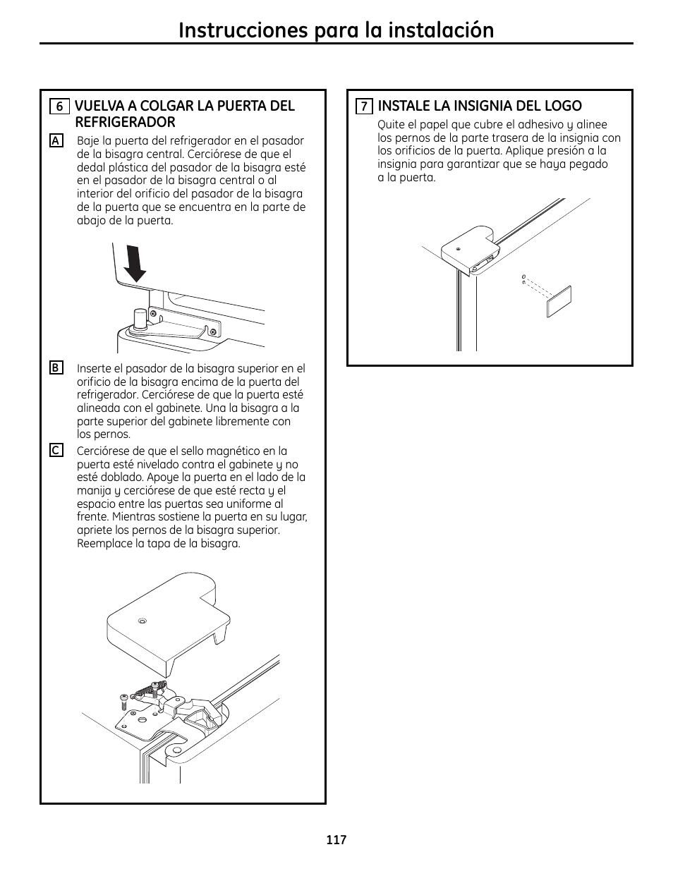 Instrucciones para la instalación | GE 49-60612 User Manual | Page 117 / 136