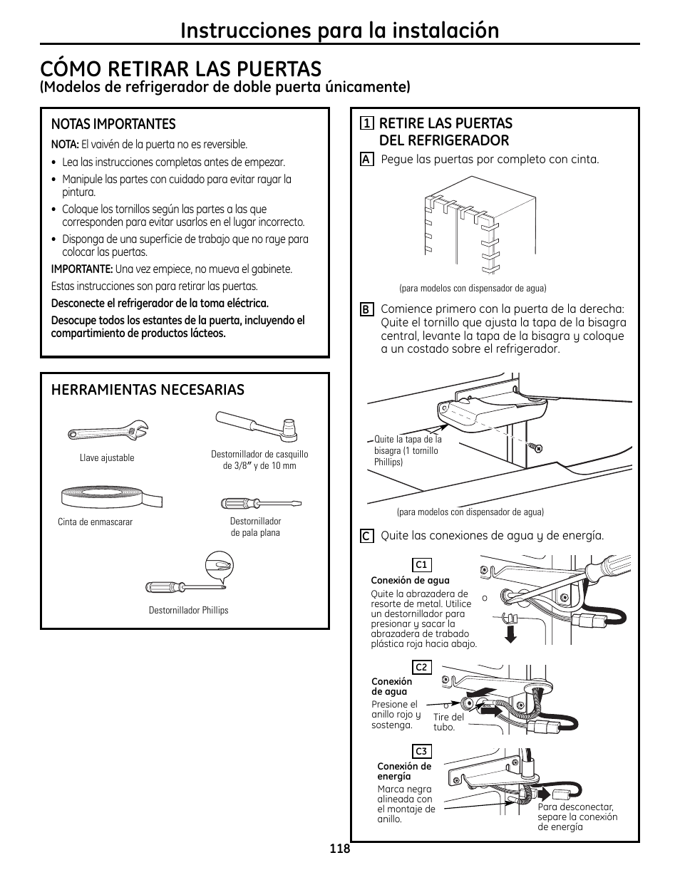 Retire las puertas del refrigerador | GE 49-60612 User Manual | Page 118 / 136