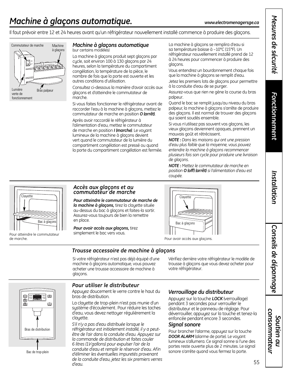 Machine à glaçons automatique | GE 49-60612 User Manual | Page 55 / 136