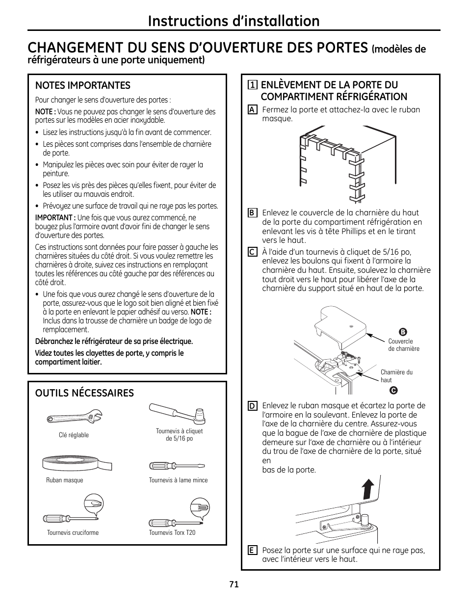 Outils nécessaires | GE 49-60612 User Manual | Page 71 / 136