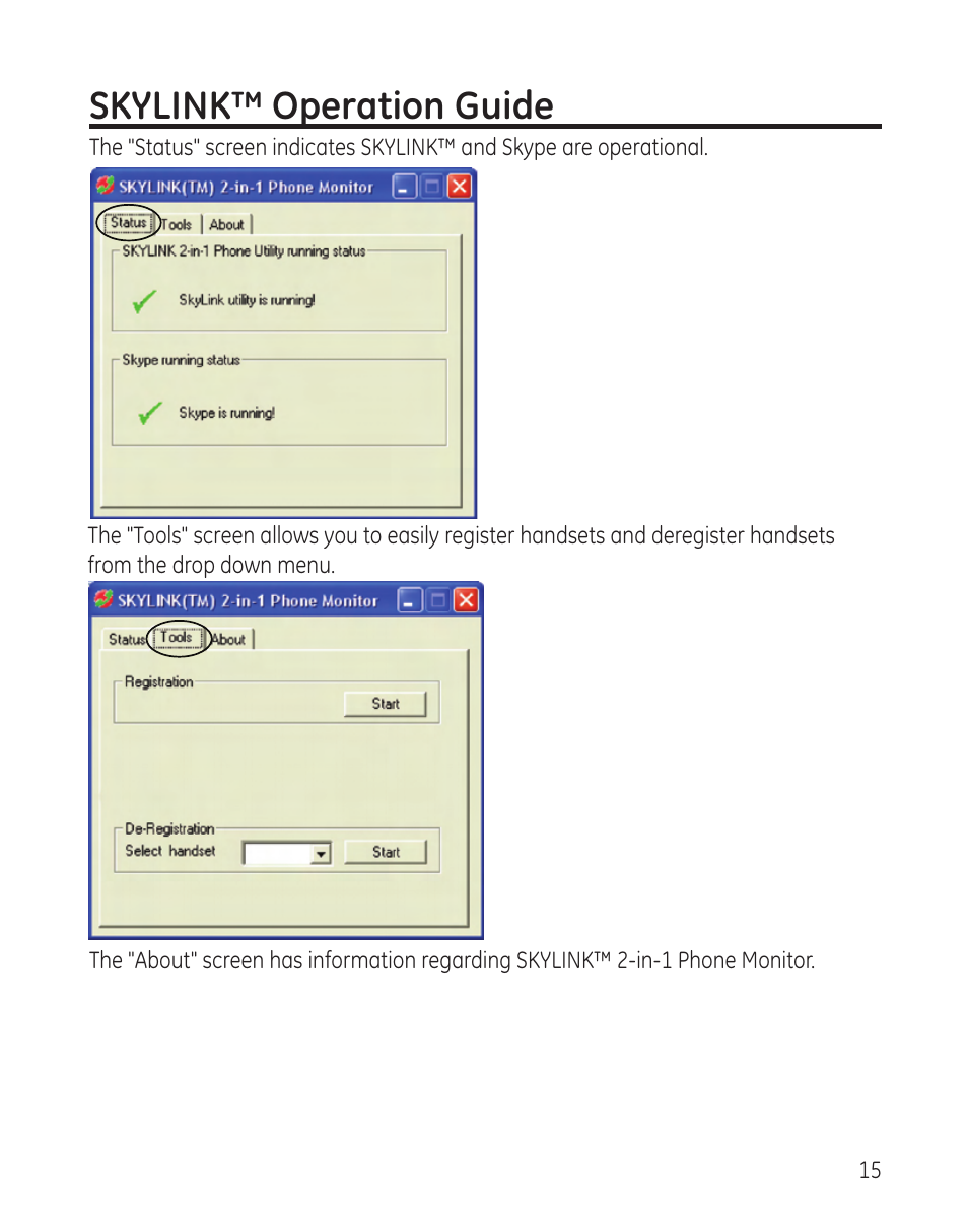 Skylink™ operation guide | GE 28300 User Manual | Page 15 / 108