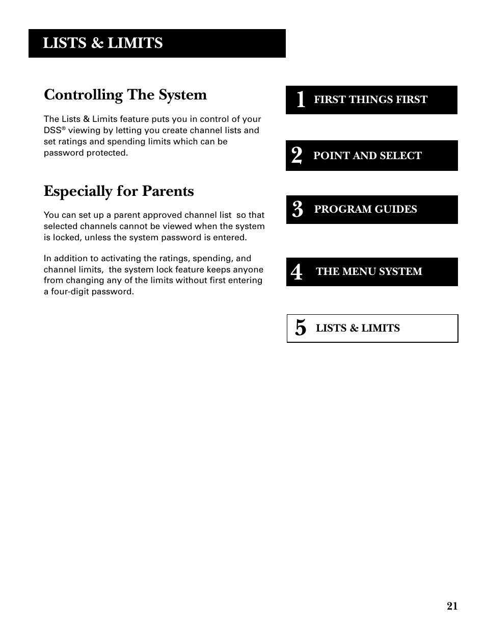 Lists & limits | GE GRD33G3A User Manual | Page 23 / 68