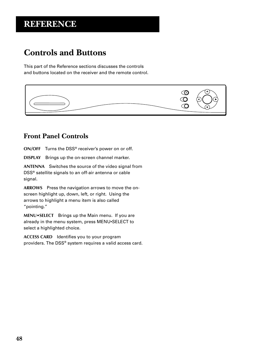 Front panel controls, Reference, Controls and buttons | GE GRD33G3A User Manual | Page 50 / 68