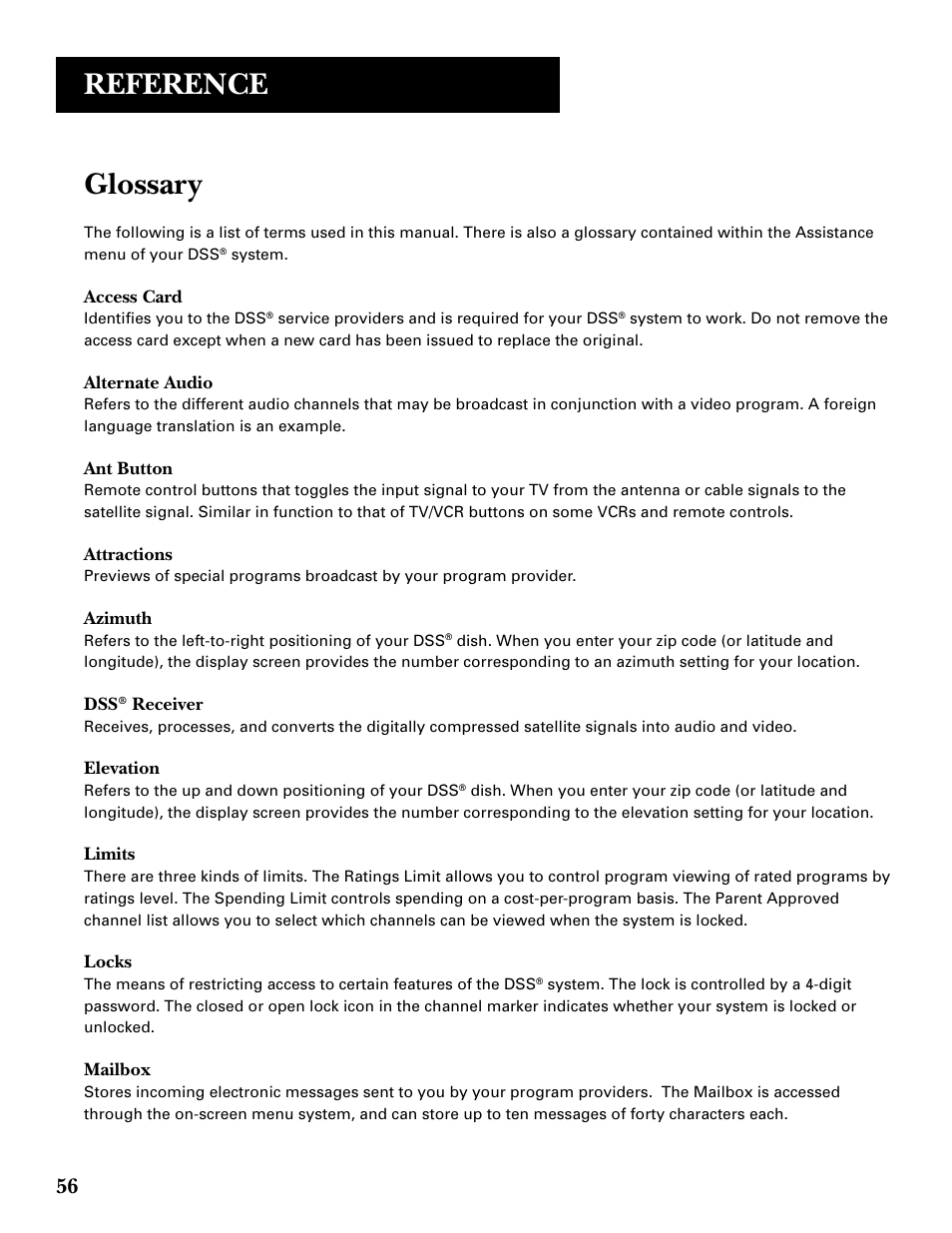 Glossary, Reference | GE GRD33G3A User Manual | Page 58 / 68