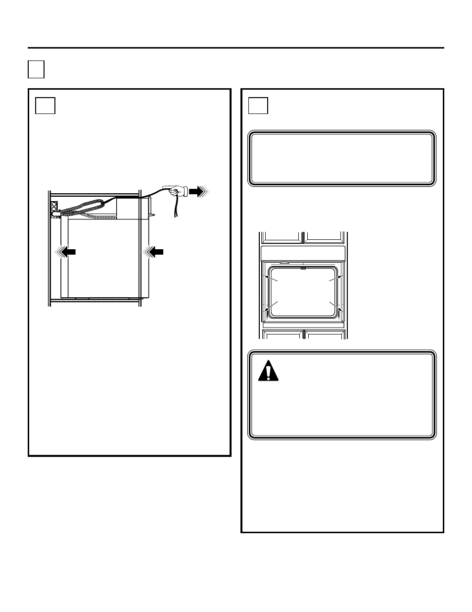 Fixation du four dans l’ouverture, Directives d’installation, Avertissement | Perçage des trous de guidage et montage du four, Mise en place du four dans l’ouverture, C1 c2 | GE ZET1 User Manual | Page 25 / 44