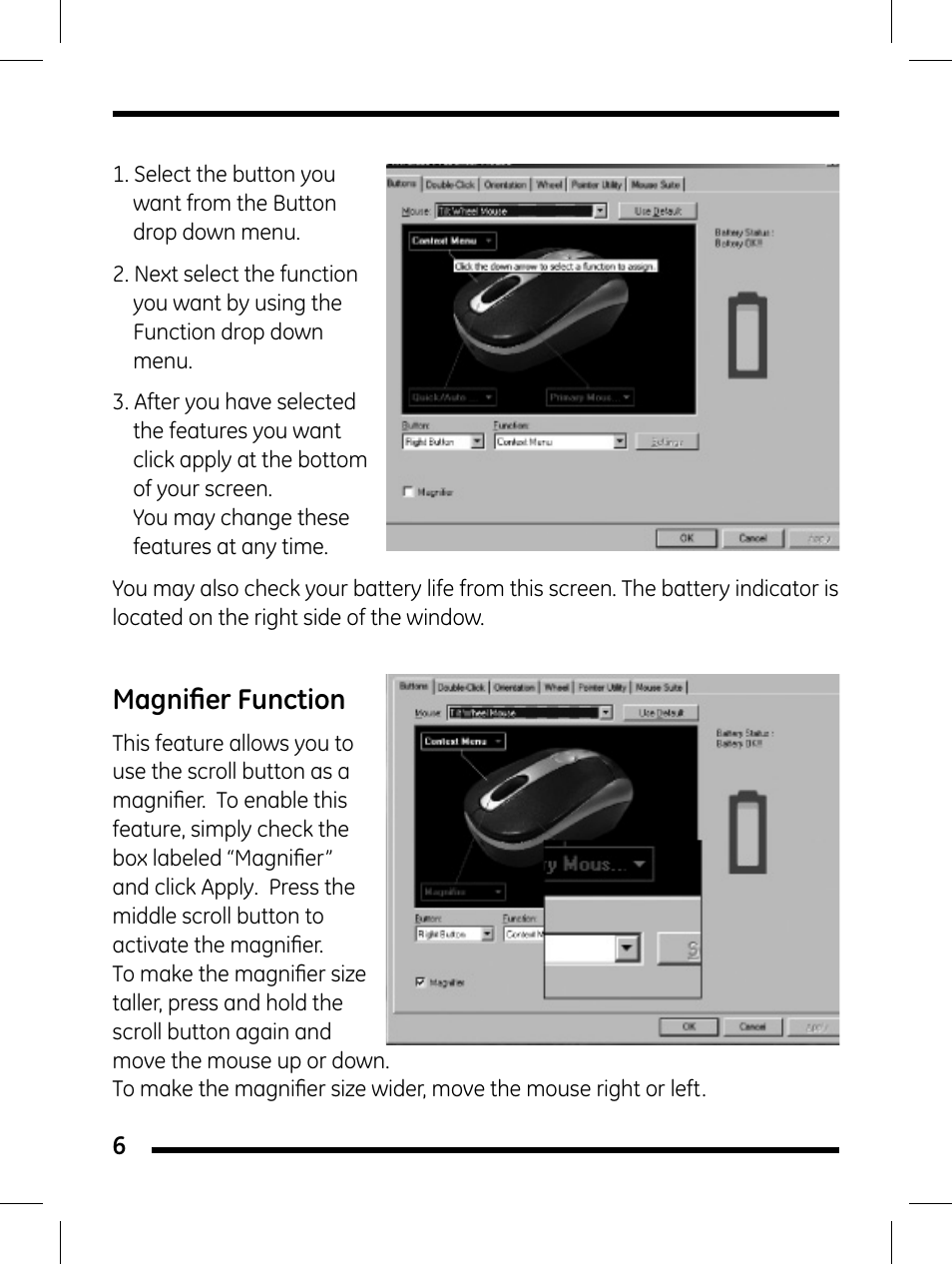 Magniﬁ er function | GE 98504 User Manual | Page 6 / 12