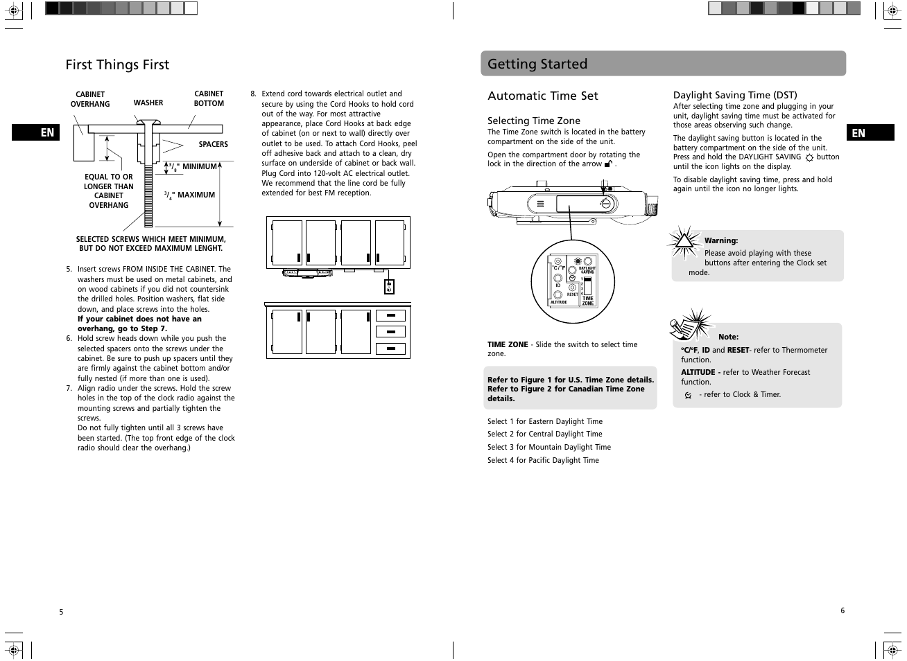 Getting started, First things first | GE Spacemaker 7-5400 User Manual | Page 5 / 12
