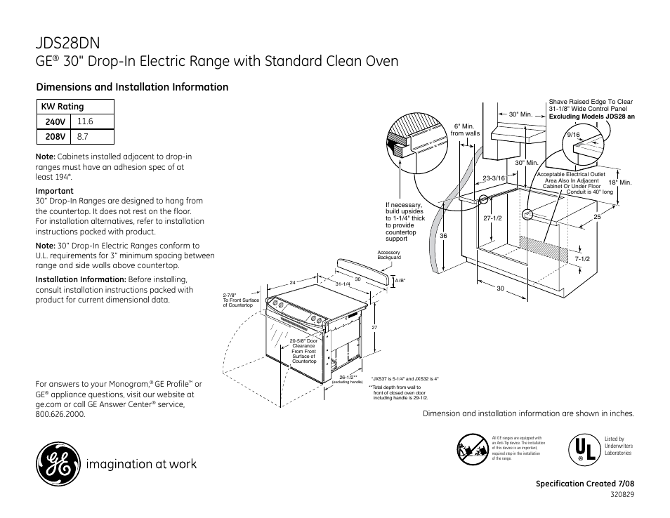 GE Profile JDS28DNWW User Manual | 2 pages