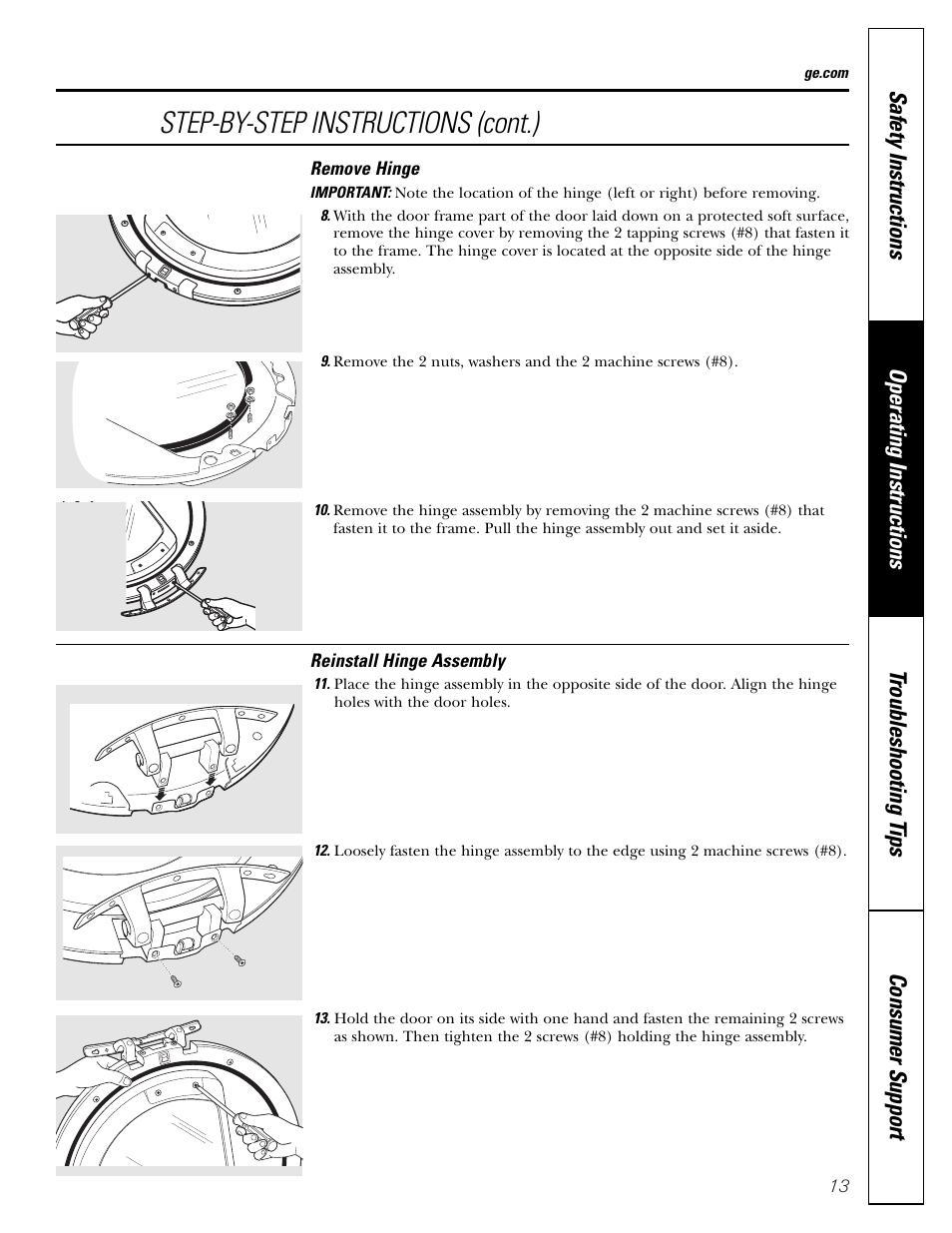 Step-by-step instructions (cont.) | GE DBVH510 User Manual | Page 13 / 56