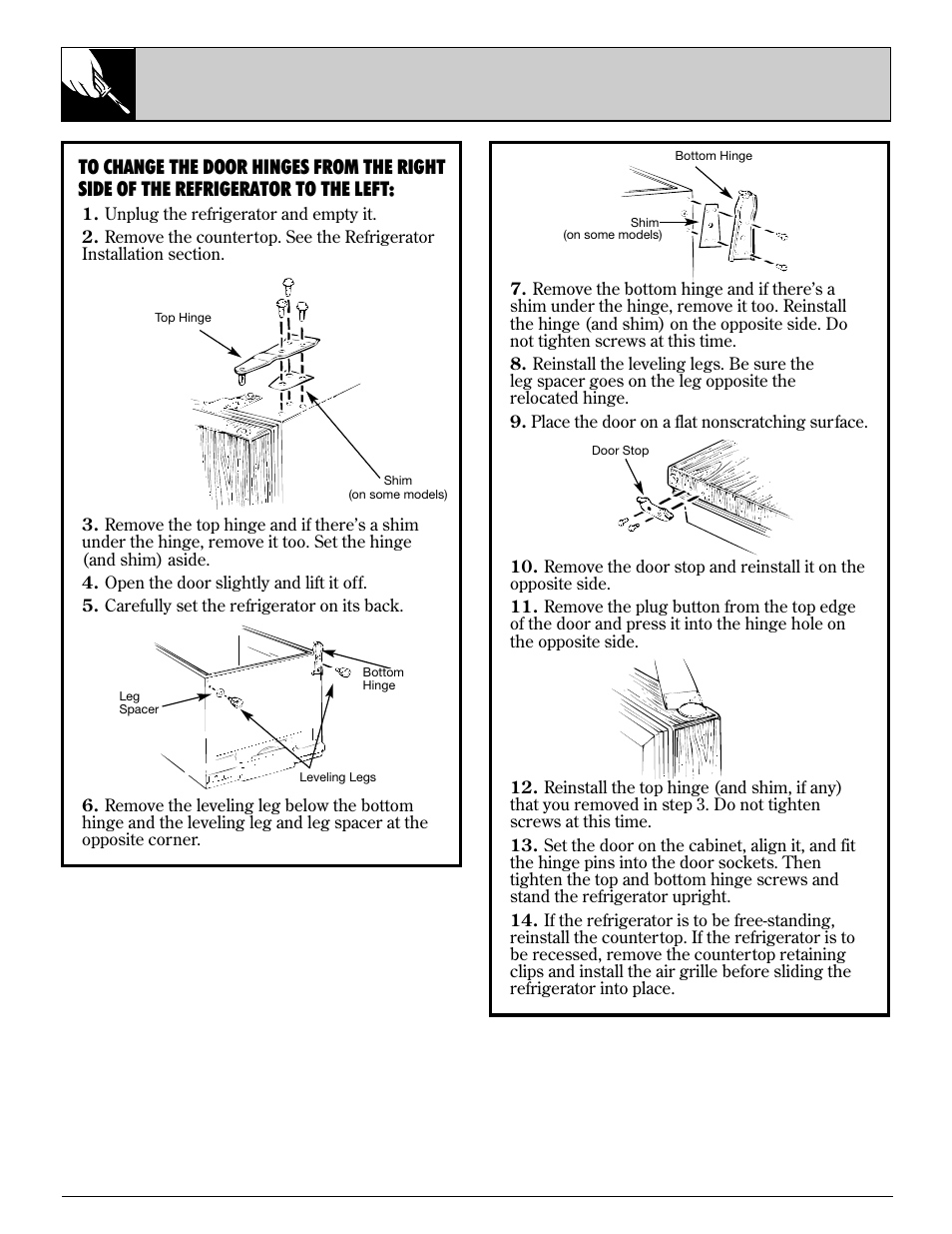 Reversing door swing, 8reversing the door swing | GE 162D3904P005 User Manual | Page 8 / 12