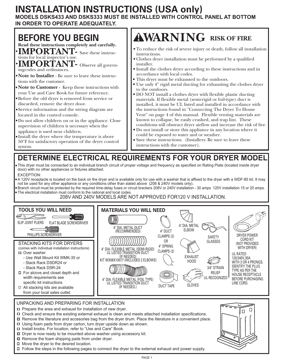 GE Spacemaker DSKS333 User Manual | 4 pages