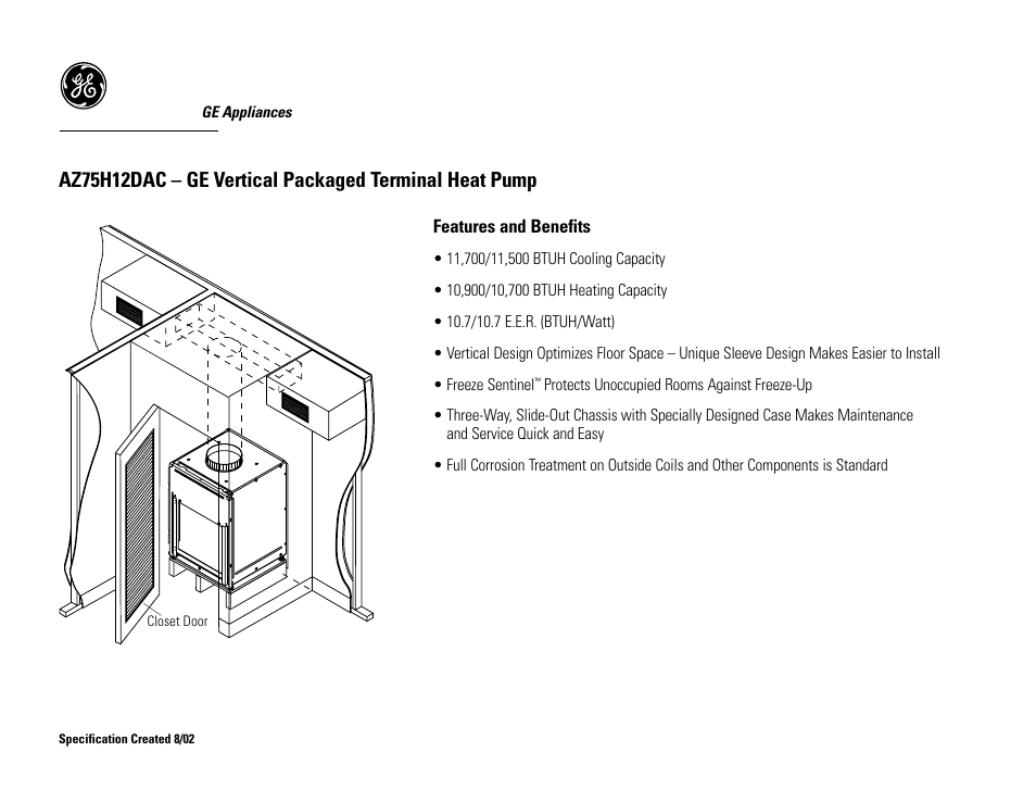 GE AZ75H12DAC User Manual | Page 2 / 2