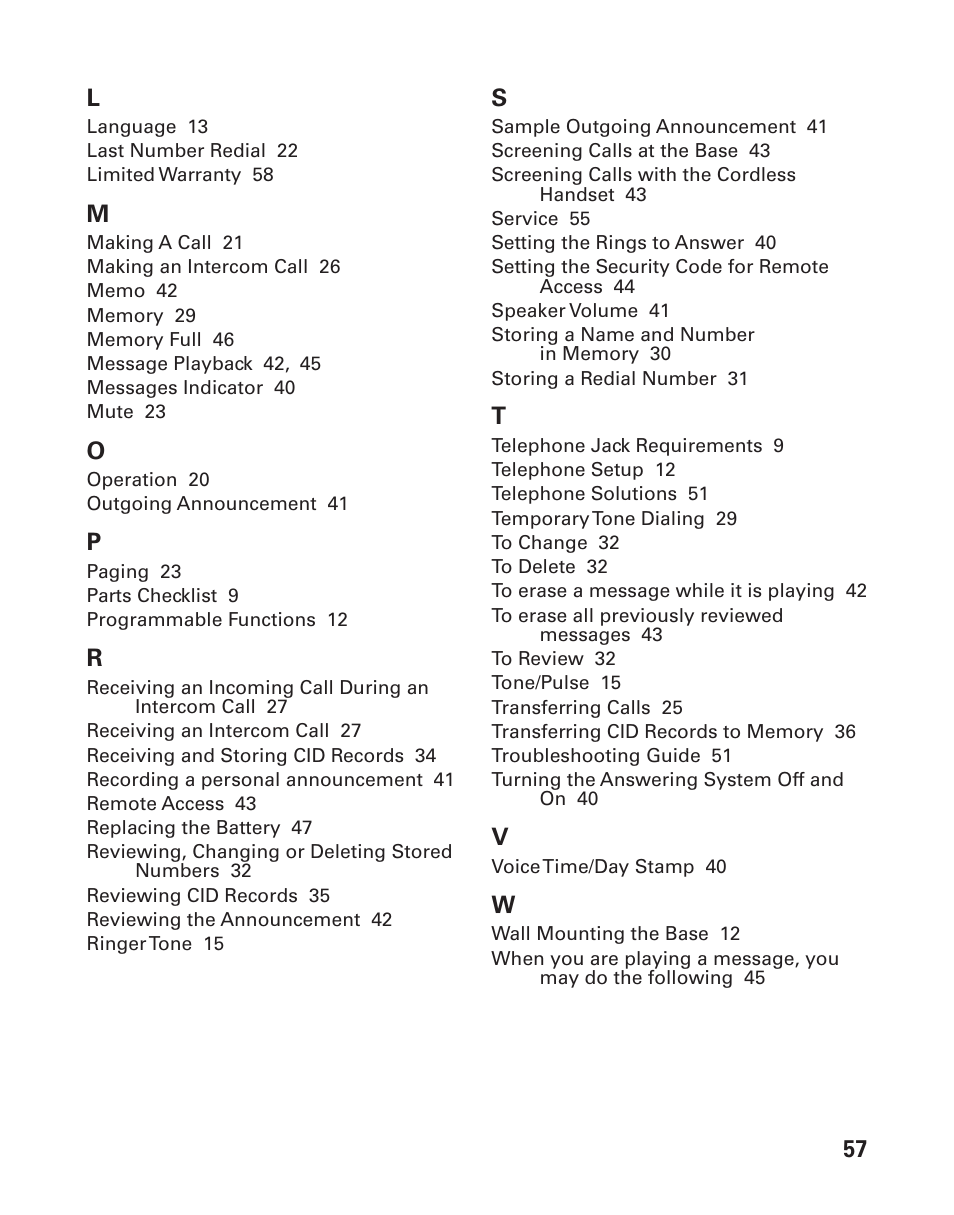 57 l | GE 21026 User Manual | Page 57 / 120