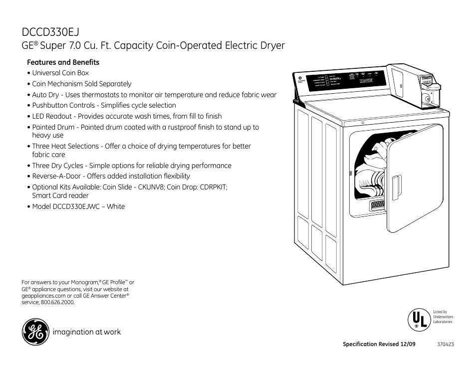 Dccd330ej | GE DCCD330EJ User Manual | Page 3 / 3