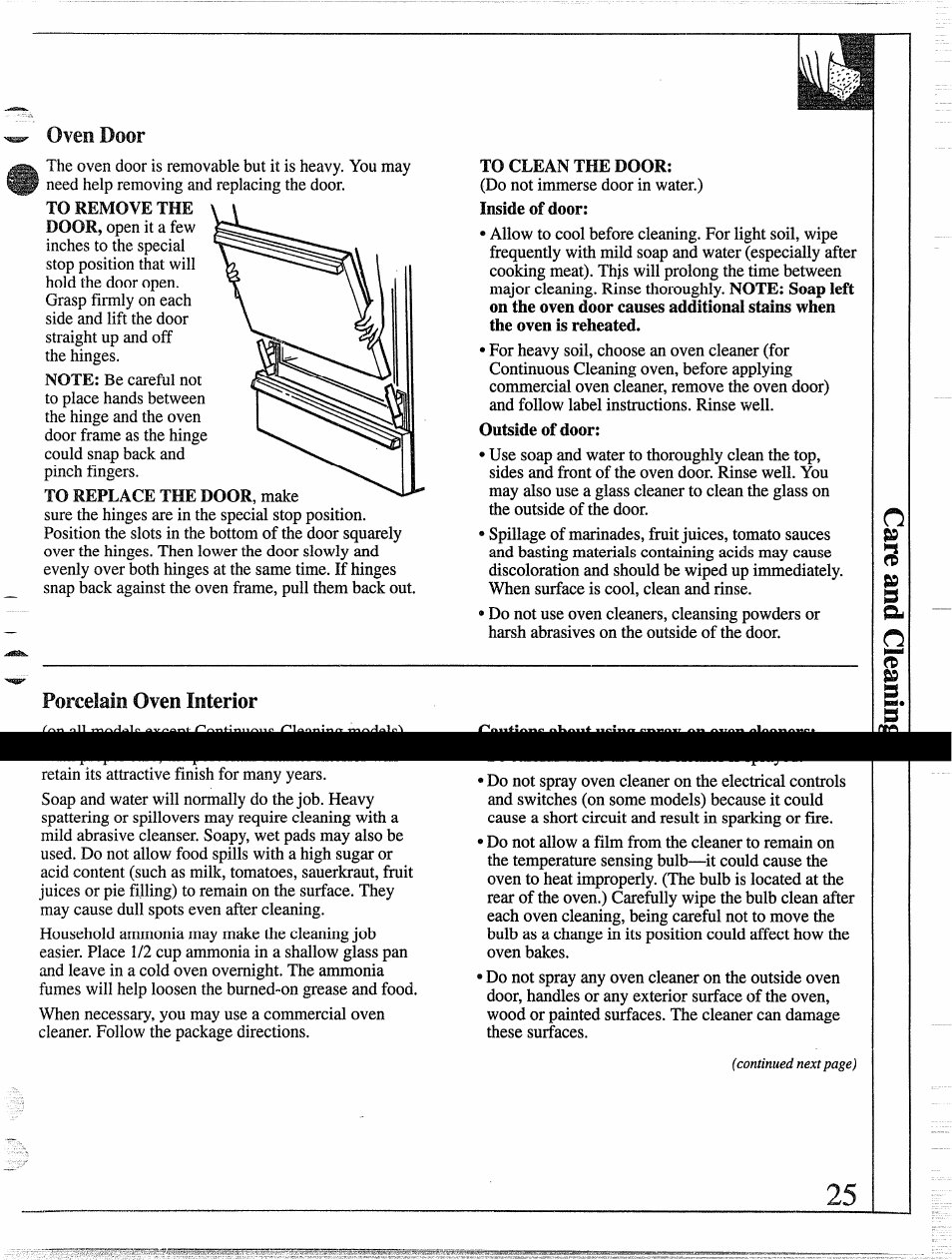 Oven door, Forcelaie oven interior, V il | GE 49-8338 User Manual | Page 26 / 49