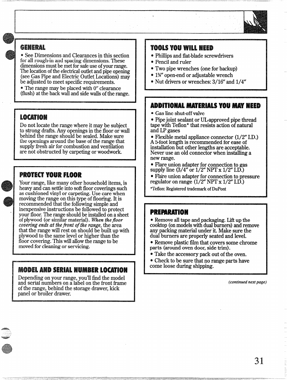 Locâtion, Protect, Rieb | Mupel and serial number location, Your floor, Additiomul materials you may, Preparation | GE 49-8338 User Manual | Page 32 / 49