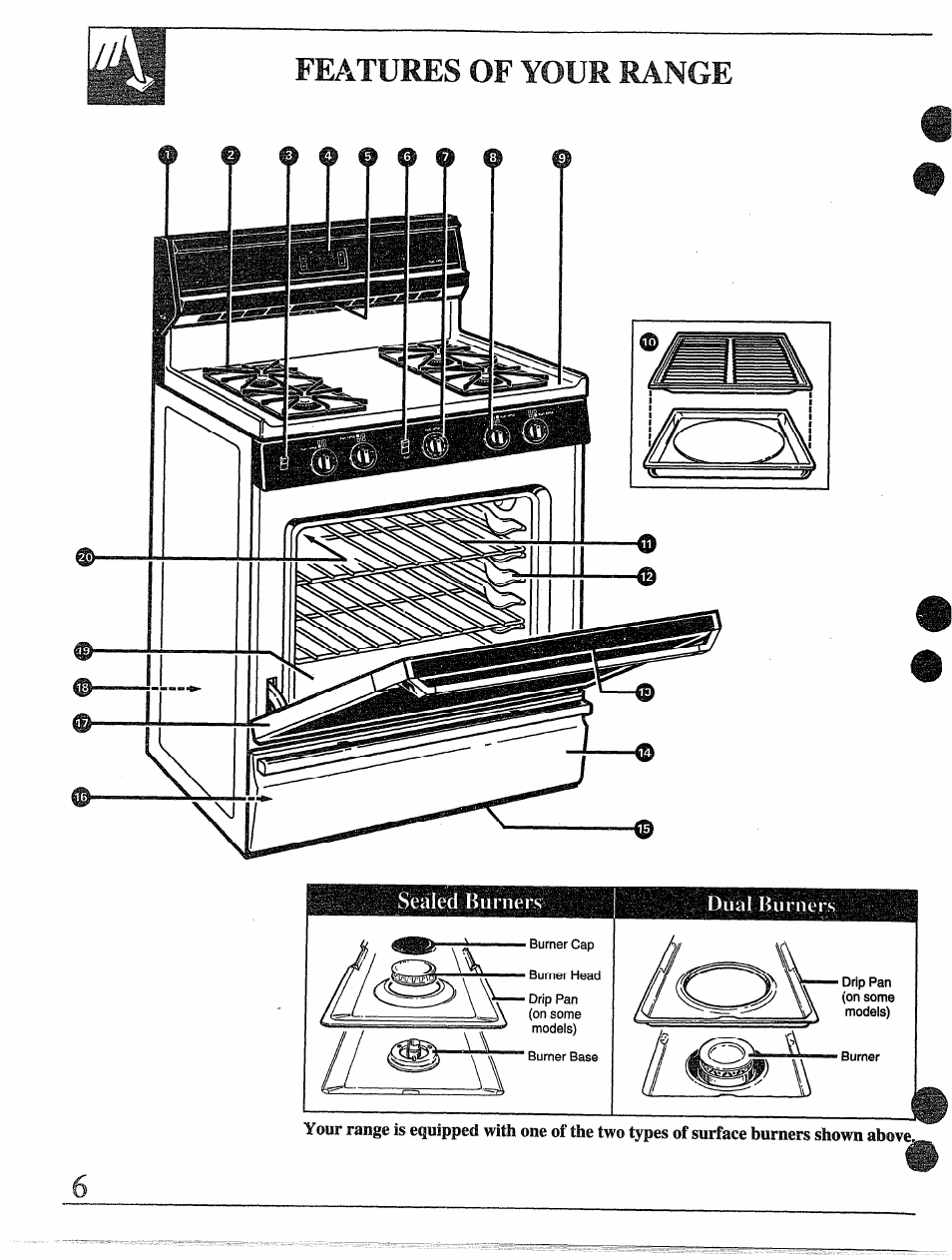 Features of your range | GE 49-8338 User Manual | Page 6 / 49