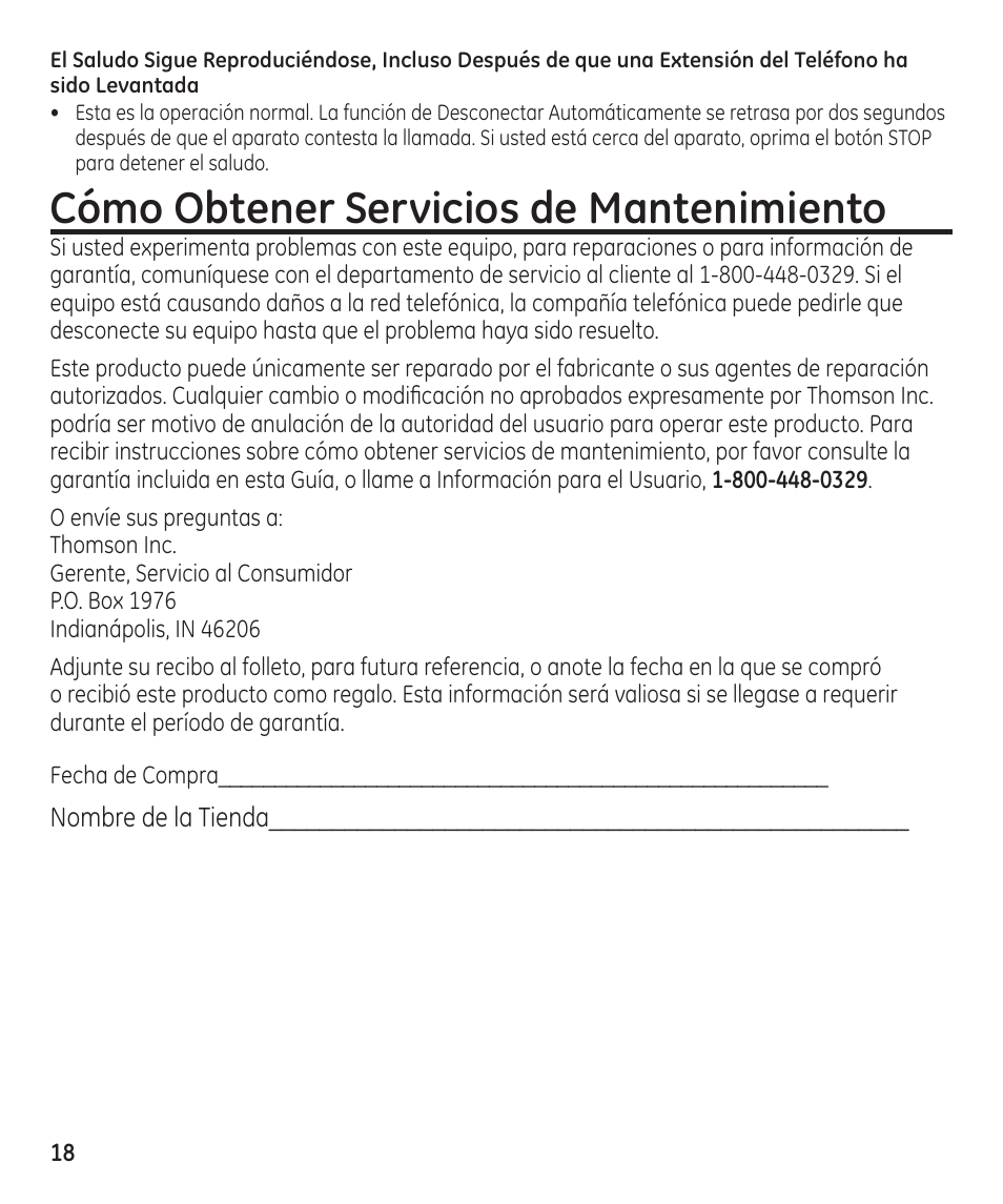 Cómo obtener servicios de mantenimiento | GE 29869 User Manual | Page 42 / 48