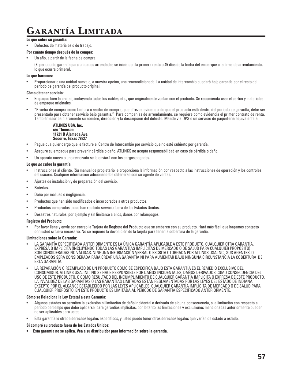 Garantía limitada | GE 21029 User Manual | Page 115 / 116