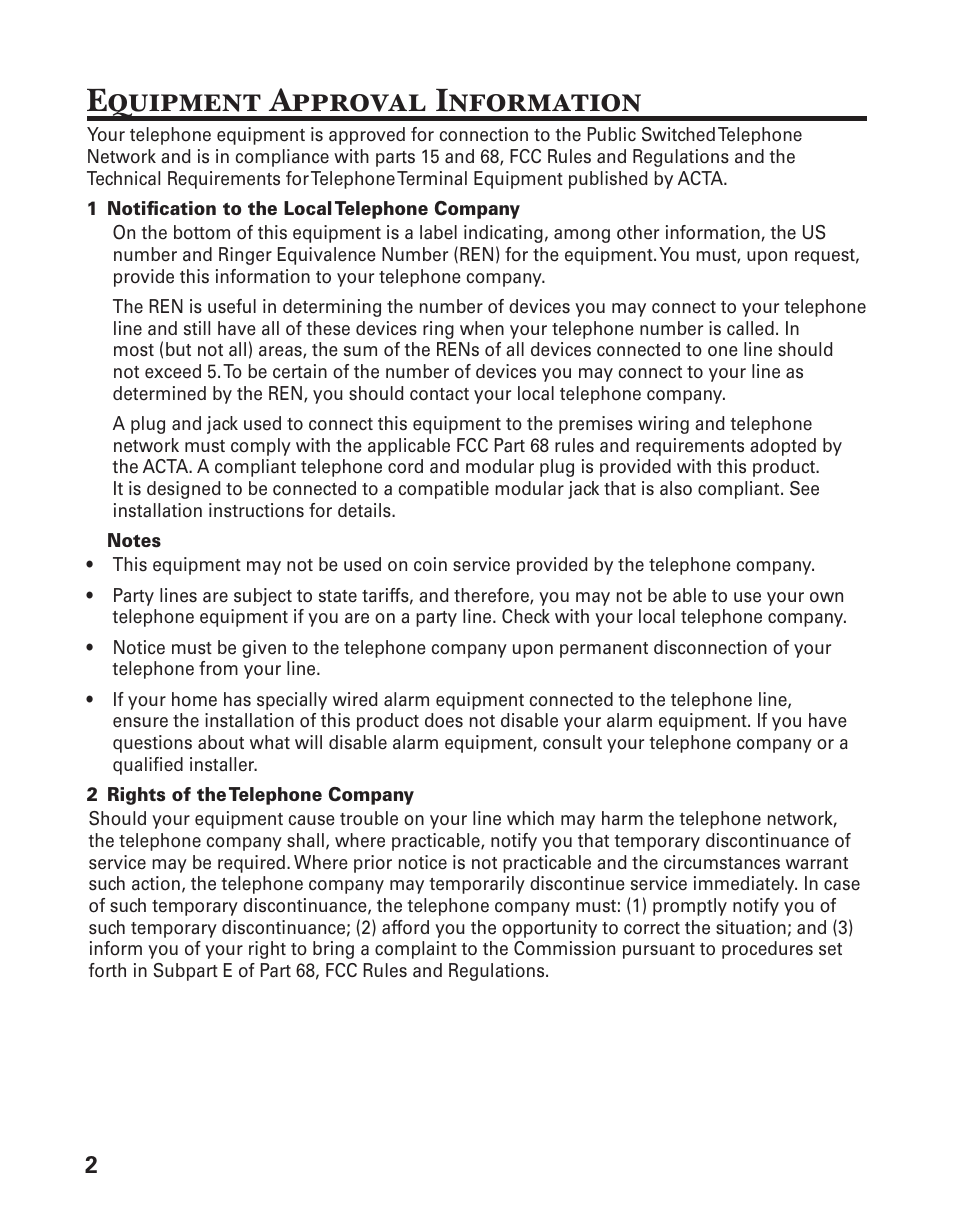Equipment approval information | GE 21029 User Manual | Page 2 / 116