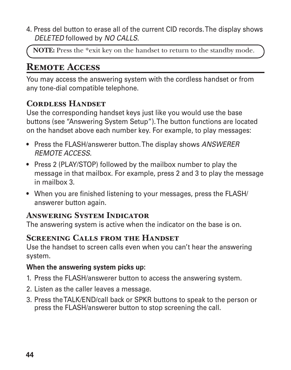 Remote access | GE 21029 User Manual | Page 44 / 116