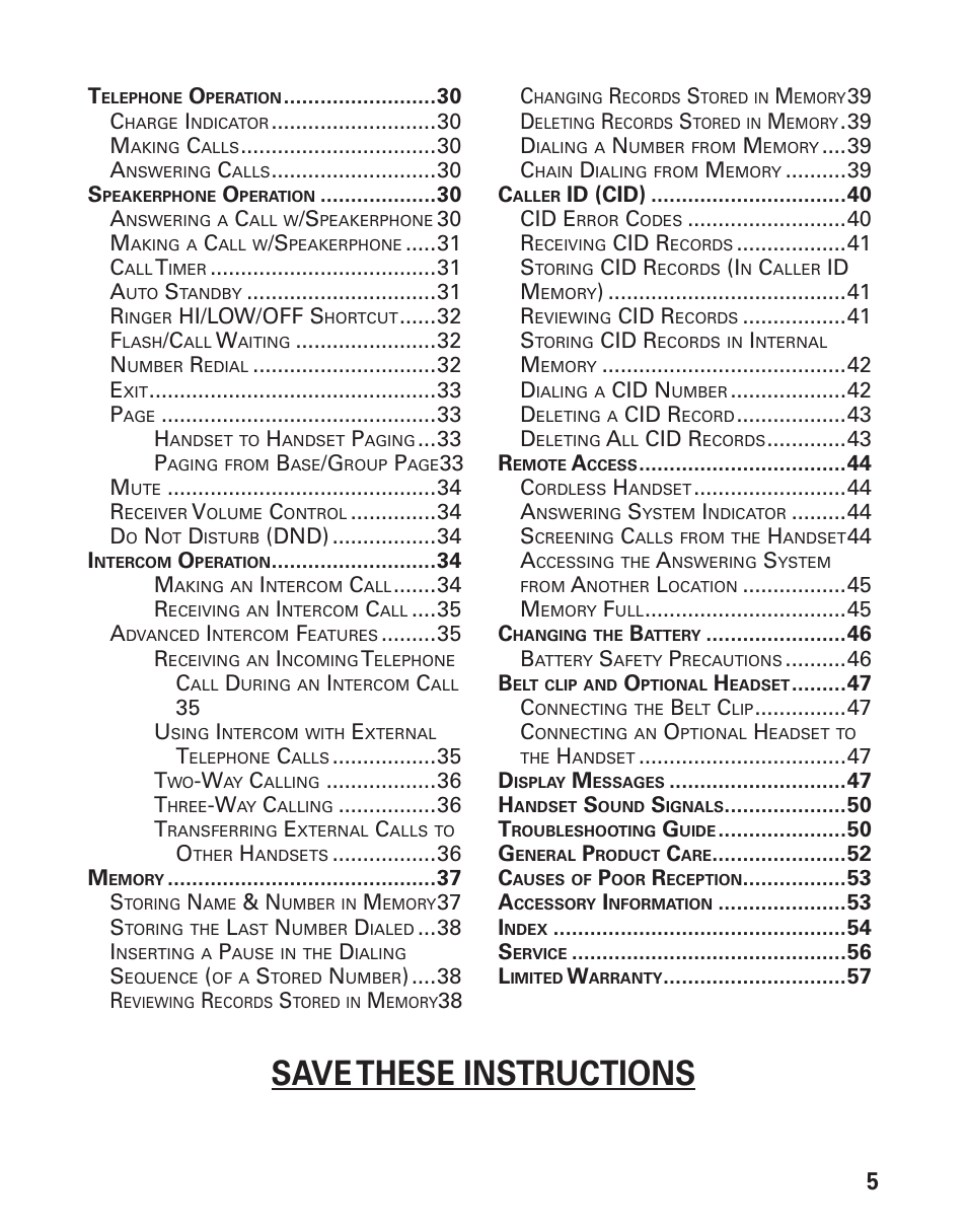 Save these instructions | GE 21029 User Manual | Page 5 / 116