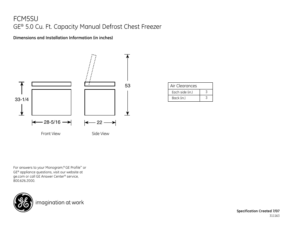 GE FCM5SU User Manual | 2 pages