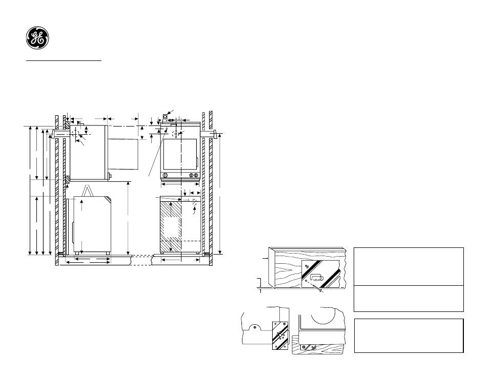 Wsls1100d – ge spacemaker, Stationary washer, Ge appliances | Wmk-35 wall kit installation, Specification revised 8/03, Dryer mounting position, Installation procedure | GE SPACEMAKER WSLS1100D User Manual | Page 2 / 3