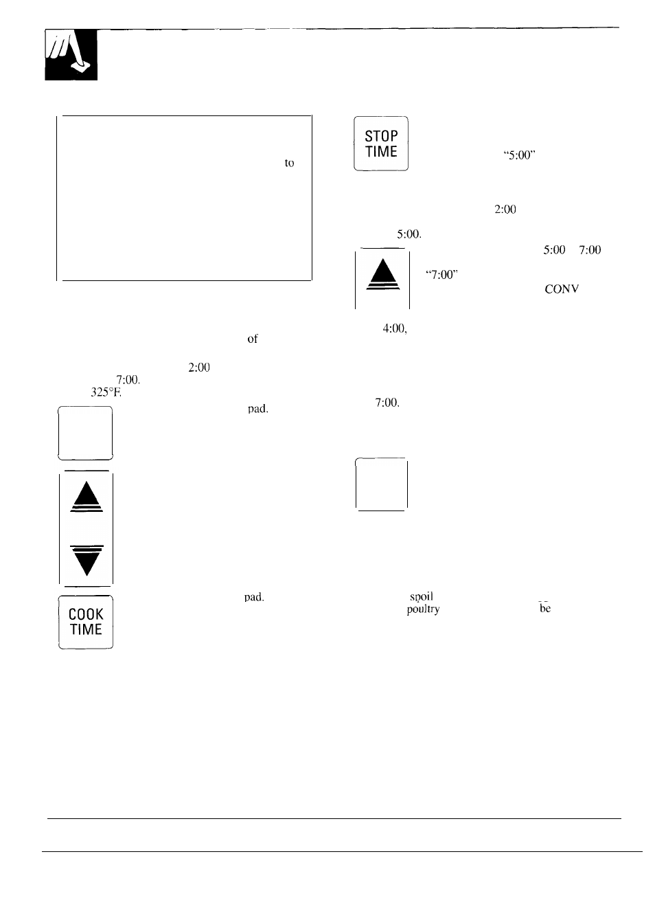 Timed convection baking, Co nv. bake, Stop | Time, Clear off, Cook | GE JKP17 User Manual | Page 14 / 40