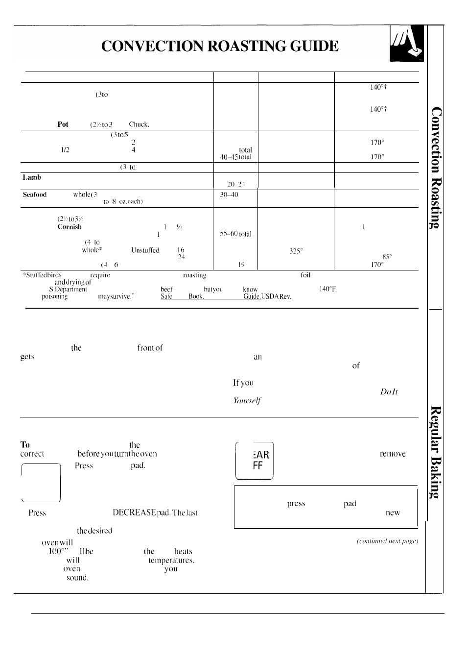 Oven -28, Regular baking, Clear 1 | Bake | GE JKP17 User Manual | Page 17 / 40