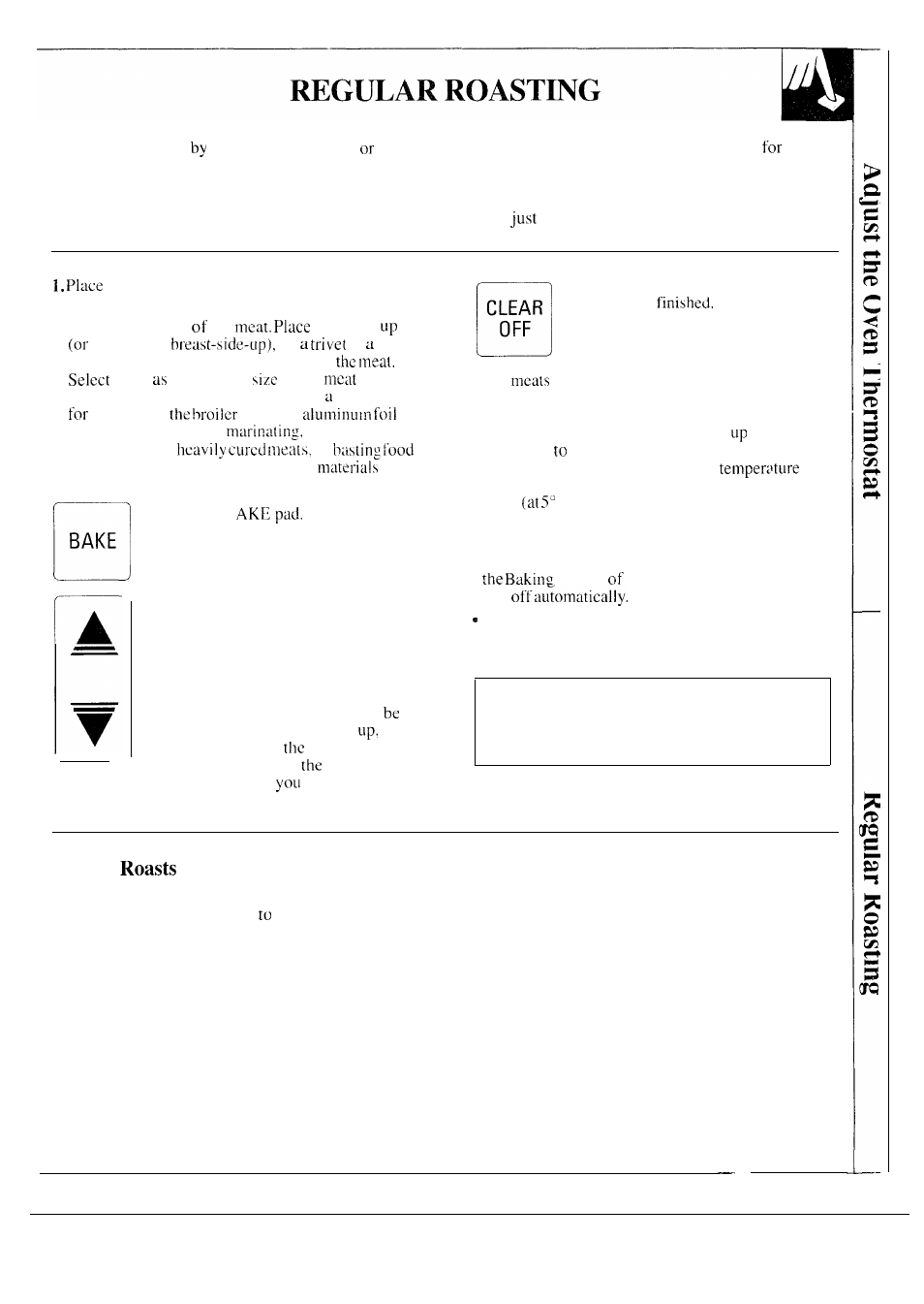 Roasting, roasting guide ,26, Bake, Clear | Frozen | GE JKP17 User Manual | Page 23 / 40