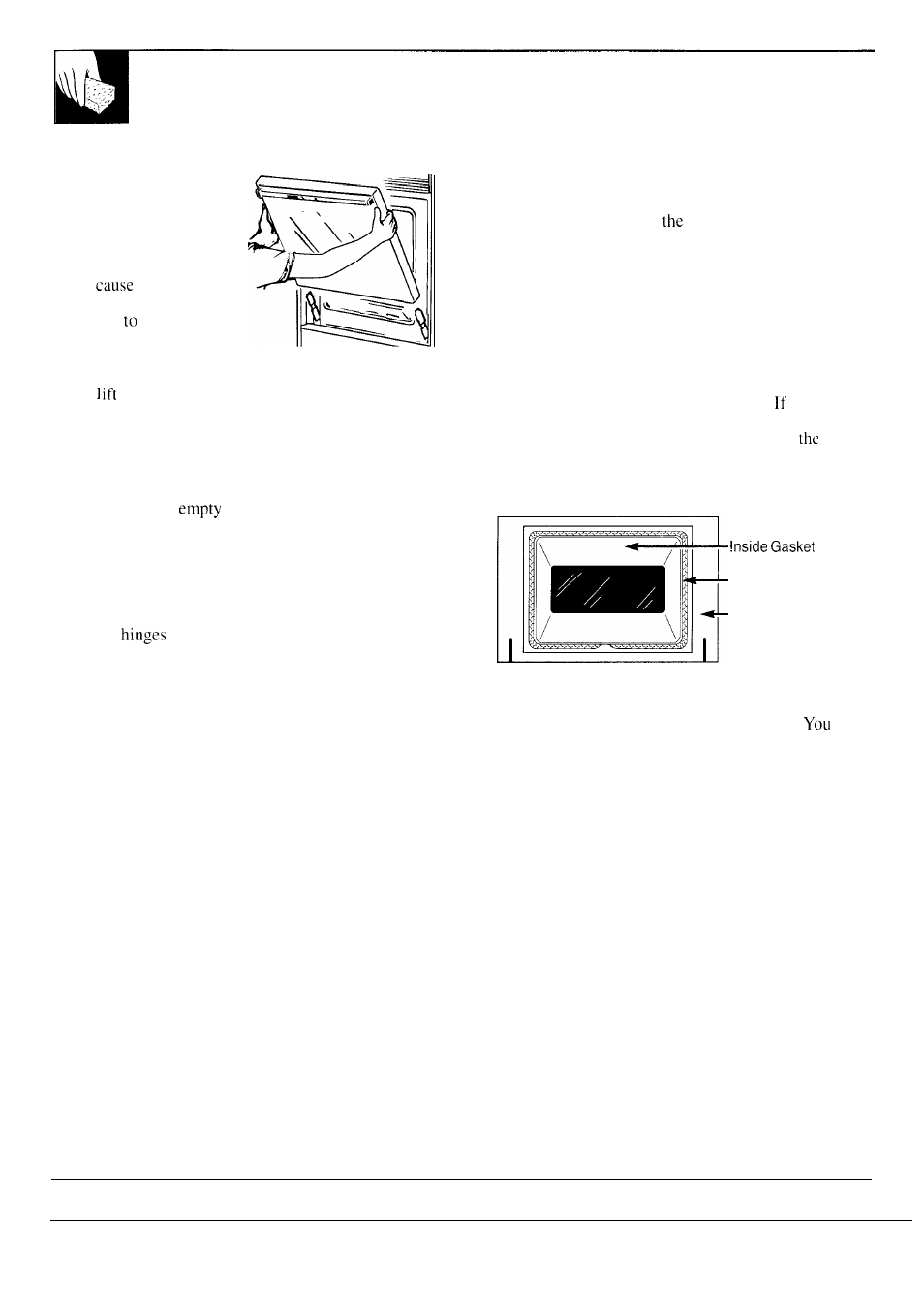 Oven, Care and cleaning, Lift-off oven door | GE JKP17 User Manual | Page 34 / 40