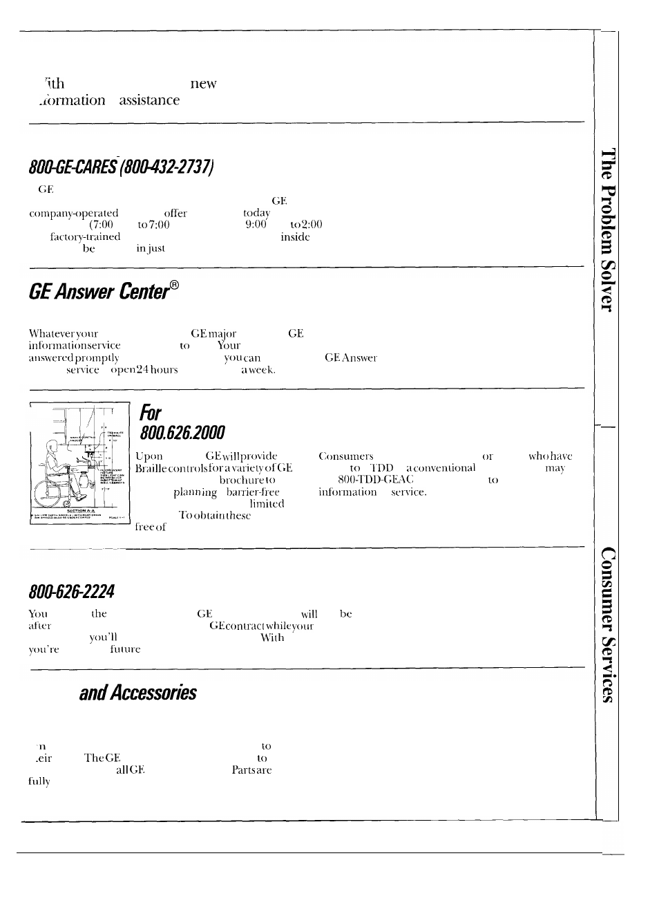 Consumer services, Important phone numbers, We’ll be there | H-home repair service, Customers with special needs, Service contracts, Parts | GE JKP17 User Manual | Page 39 / 40