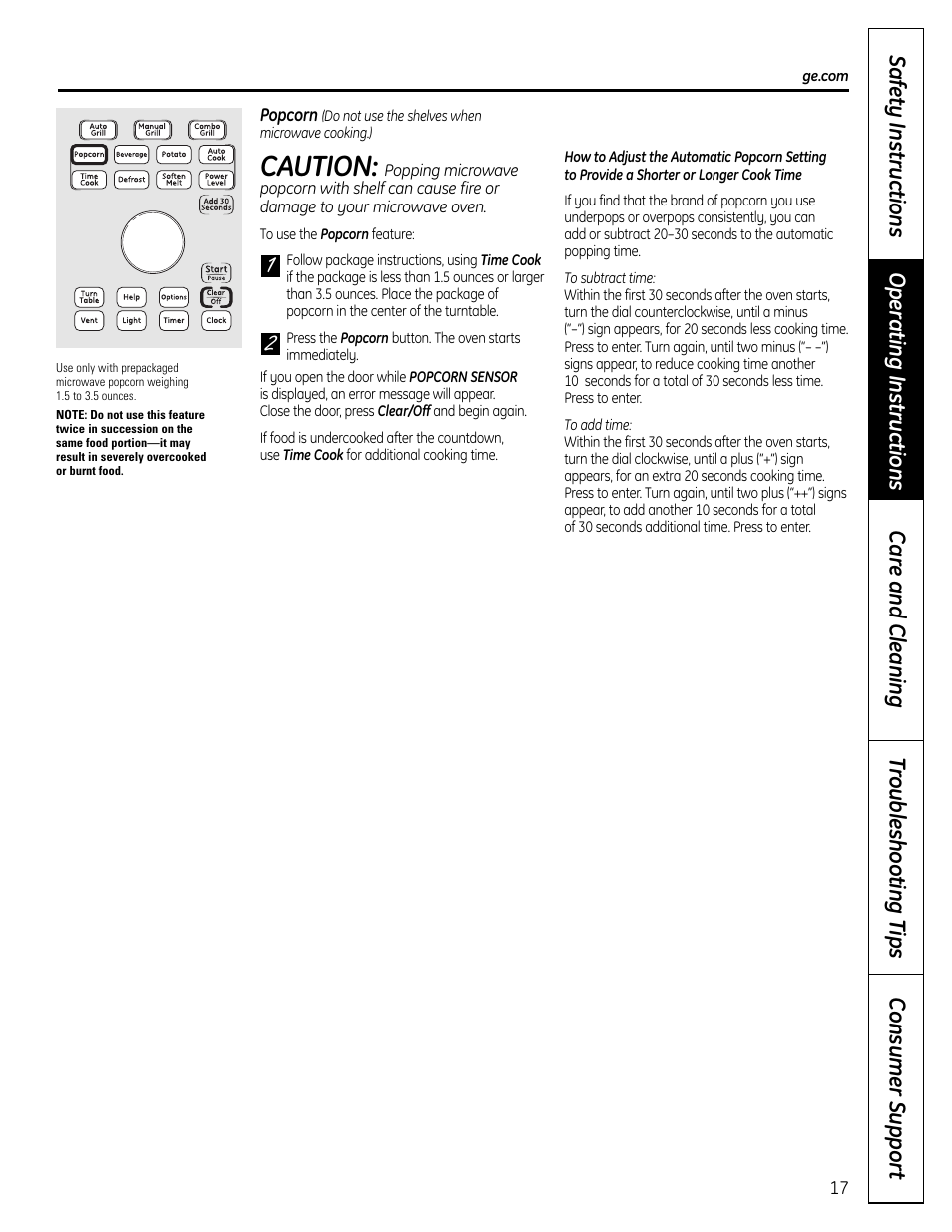 Caution | GE DVM1665 User Manual | Page 17 / 72