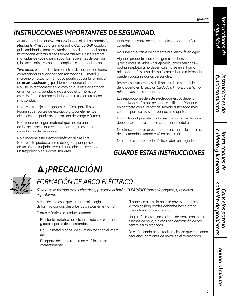 Precaución, Instrucciones importantes de seguridad | GE DVM1665 User Manual | Page 39 / 72