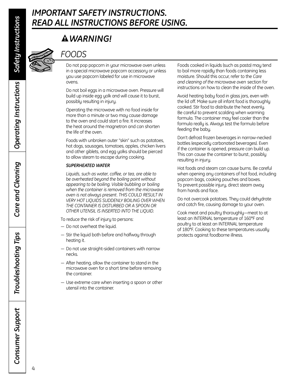 Warning | GE DVM1665 User Manual | Page 4 / 72