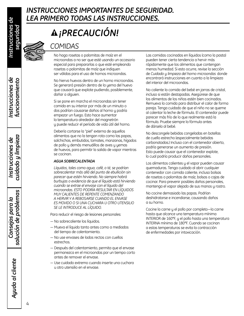 Precaución | GE DVM1665 User Manual | Page 40 / 72