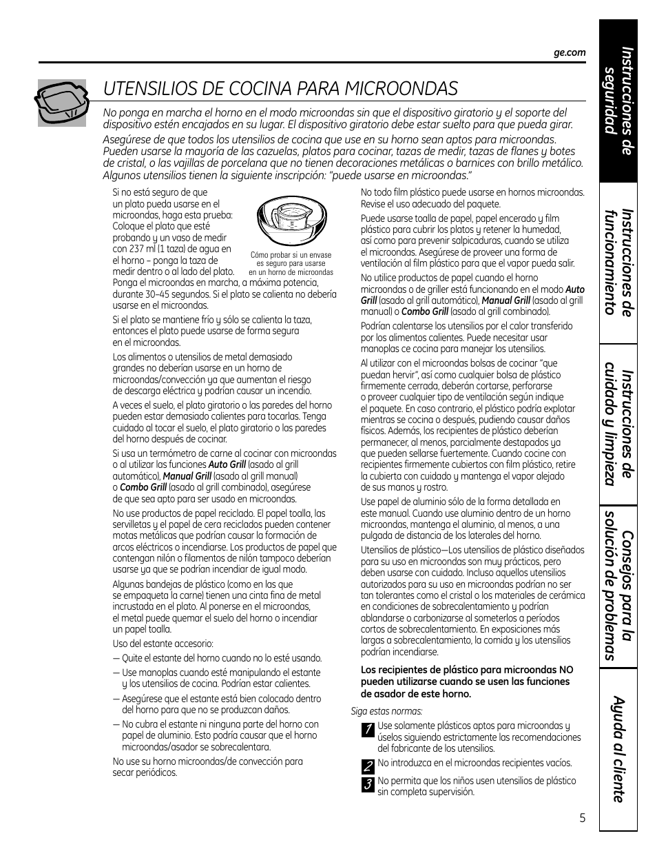 Utensilios de cocina para microondas | GE DVM1665 User Manual | Page 41 / 72