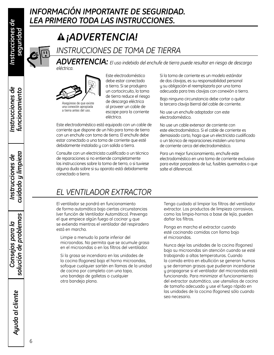 Advertencia, El ventilador extractor | GE DVM1665 User Manual | Page 42 / 72
