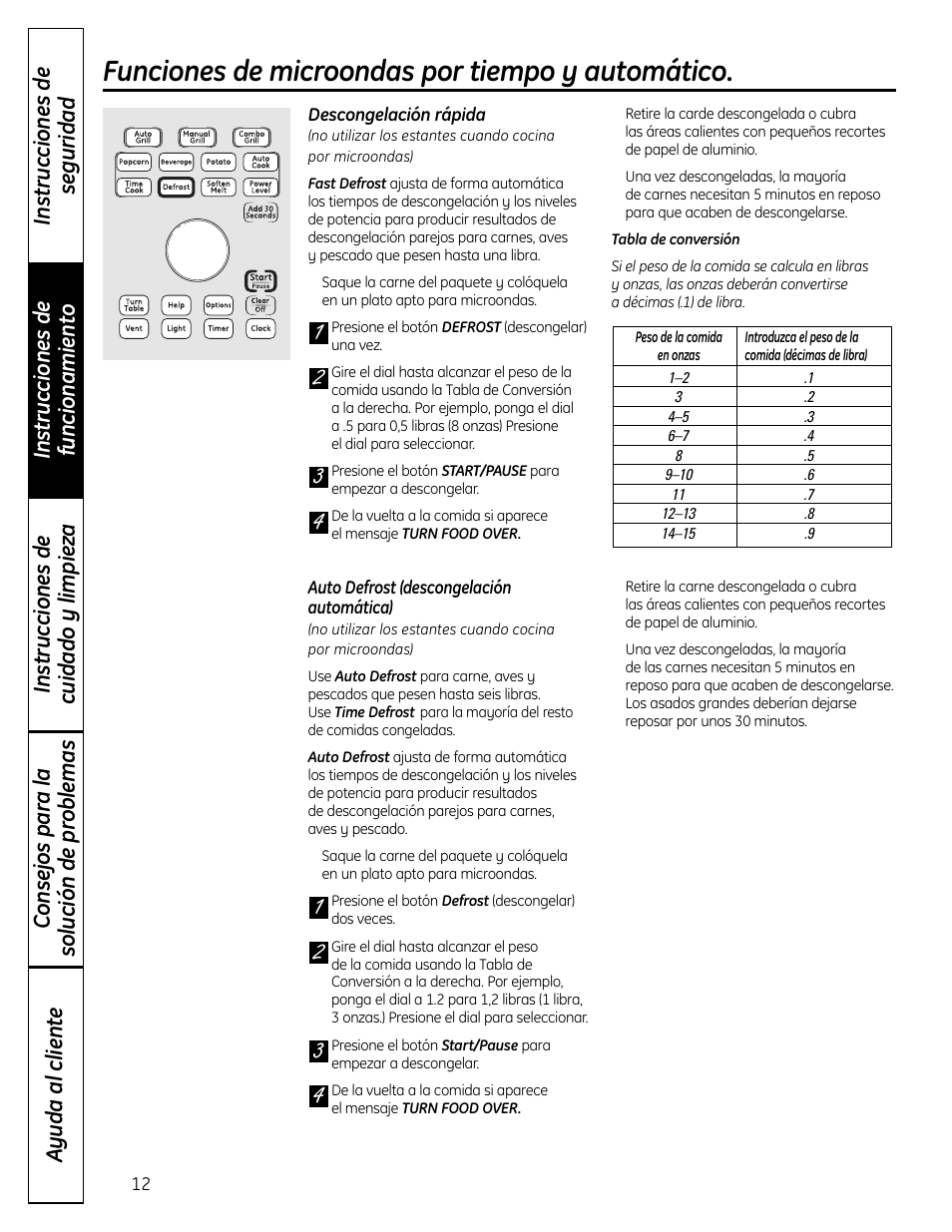 Funciones de microondas por tiempo y automático | GE DVM1665 User Manual | Page 48 / 72