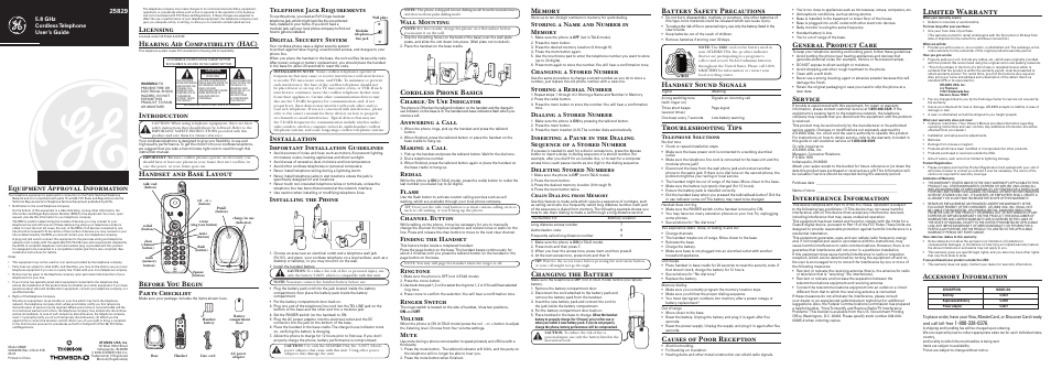 GE 25829 User Manual | 2 pages