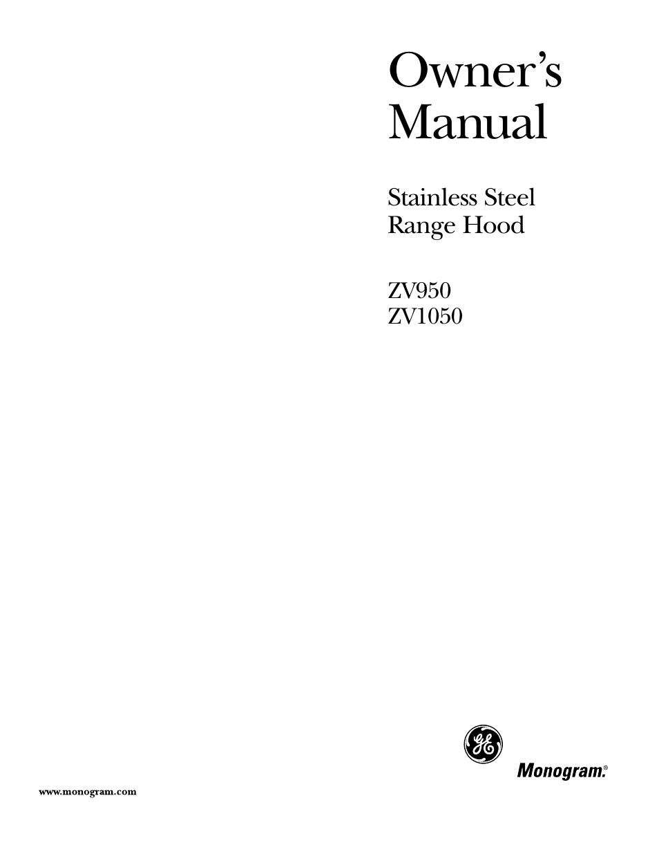 GE ZV950 User Manual | 12 pages