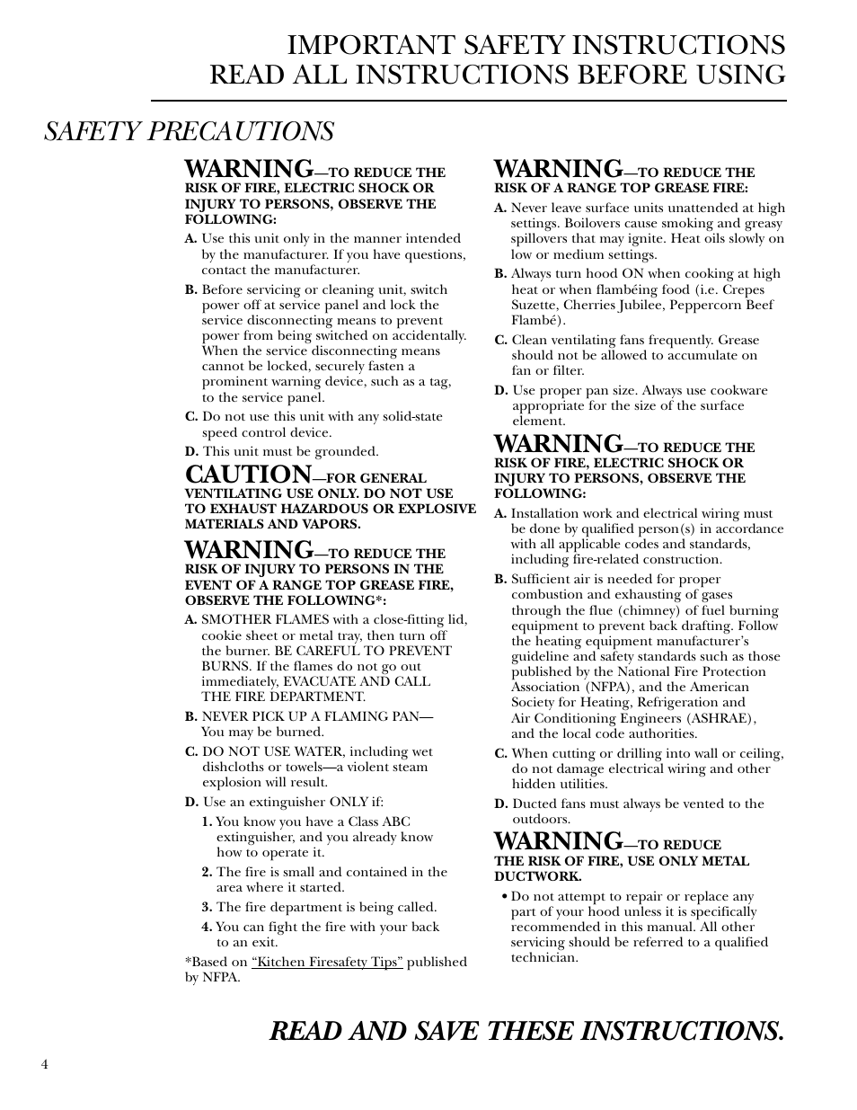 Safety instructions, Safety instructions , 5, Warning | Caution | GE ZV950 User Manual | Page 4 / 12