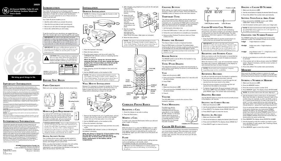 GE 26929C/D User Manual | 2 pages