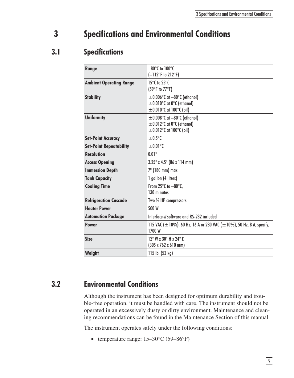 3 specifications and environmental conditions 9, 1 specifications 9, 2 environmental conditions 9 | Specifications and environmental conditions, 1 specifications, 2 environmental conditions, 3specifications and environmental conditions | GE CTR 80 User Manual | Page 16 / 61