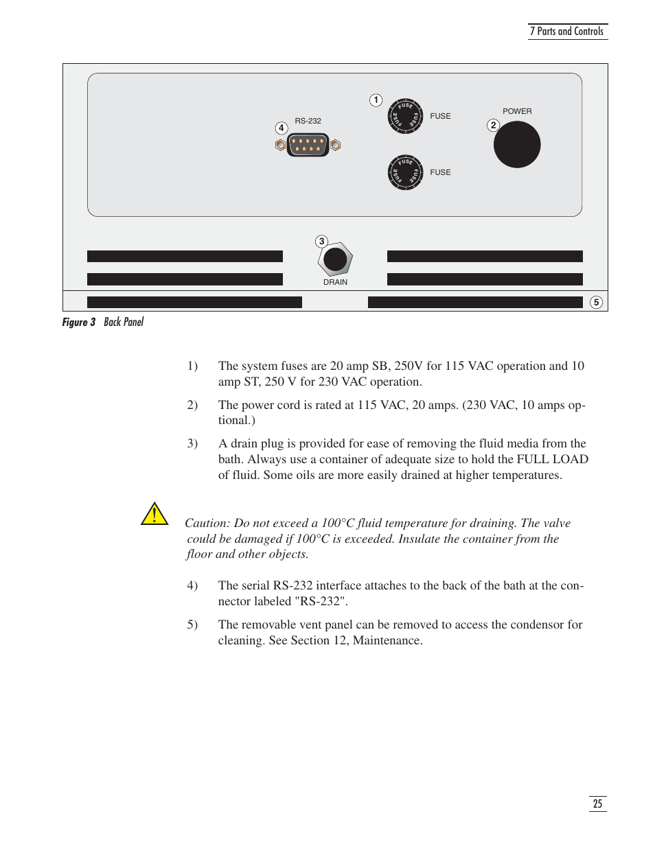 Figure 3 back panel 25, Figure 3, Back panel | 25 7 parts and controls, Figure 3 back panel | GE CTR 80 User Manual | Page 29 / 61