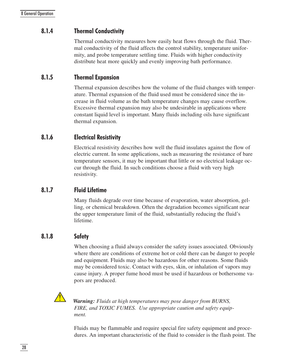 4 thermal conductivity 28, 5 thermal expansion 28, 6 electrical resistivity 28 | 7 fluid lifetime 28, 8 safety 28 | GE CTR 80 User Manual | Page 31 / 61
