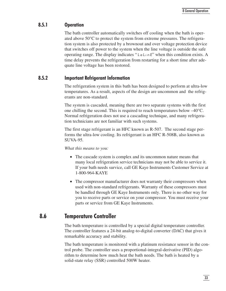 1 operation 33, 2 important refrigerant information 33, 6 temperature controller 33 | 6 temperature controller | GE CTR 80 User Manual | Page 36 / 61