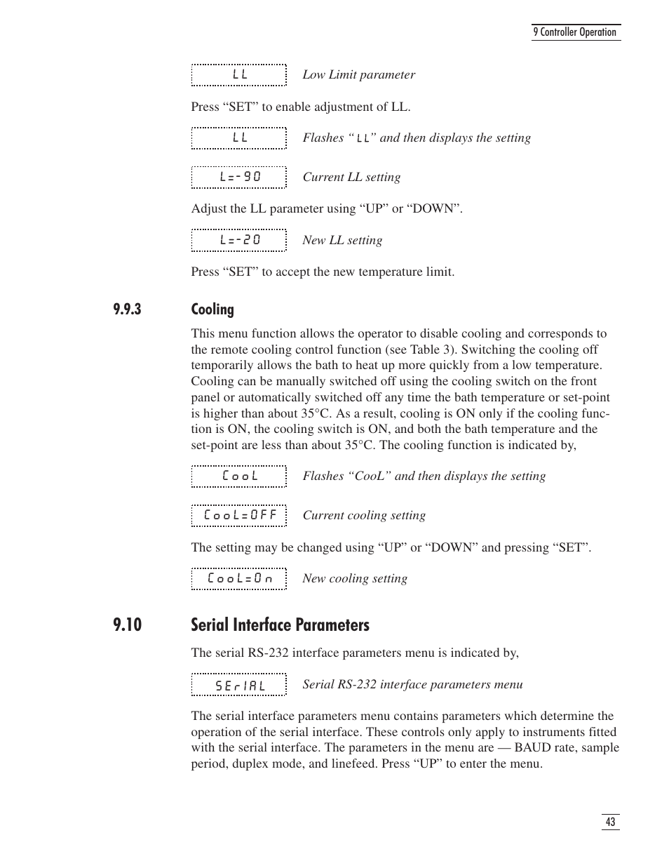3 cooling 43, 10 serial interface parameters 43, 3 cooling | 10 serial interface parameters | GE CTR 80 User Manual | Page 46 / 61