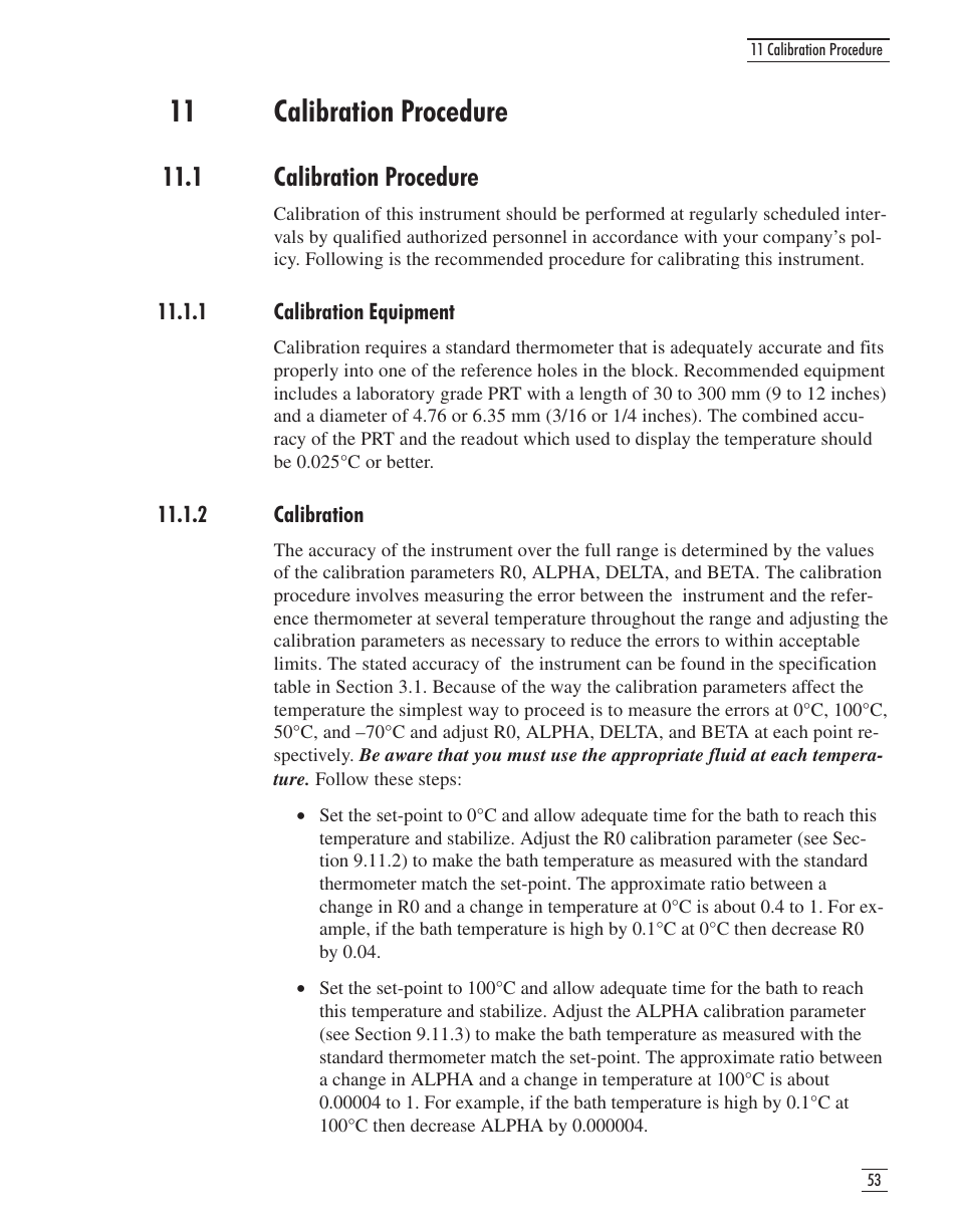 11 calibration procedure 53, 1 calibration procedure 53, 1 calibration equipment 53 | 2 calibration 53, 11 calibration procedure, 1 calibration procedure, 1 calibration equipment 11.1.2 calibration | GE CTR 80 User Manual | Page 55 / 61